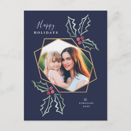 Mod Holly Gold Geo Foto Lijst Navy | Vakantiekaart Briefkaart (Voorkant)