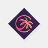 Mod Hot Pink Oranje palmboom op Paars Servet (Hoek)