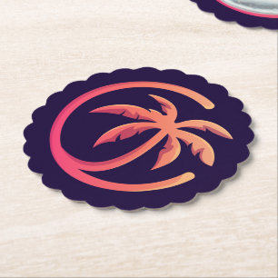 Mod Hot Pink Oranje palmboom op schellop Kartonnen Onderzetters