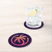 Mod Hot Pink Oranje palmboom Ronde Kartonnen Onderzetter (Insitu)