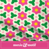 Mod Hot Roze Bloemen Met Groene Geometrische Bloem Kussen