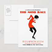 Mod jaren '60: Dance Party Invitation Briefkaart (Voorkant / Achterkant)