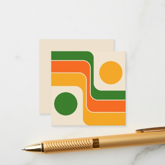 Mod jaren 70 Retro Stijl Geometrisch Ontwerp Informatiekaartje (Voorkant / Achterkant in situ)