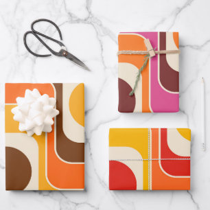 Mod jaren 70 Retro Stijl Geometrisch Ontwerp Inpakpapier Vel