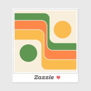 Mod jaren 70 Retro Stijl Geometrisch Ontwerp Sticker