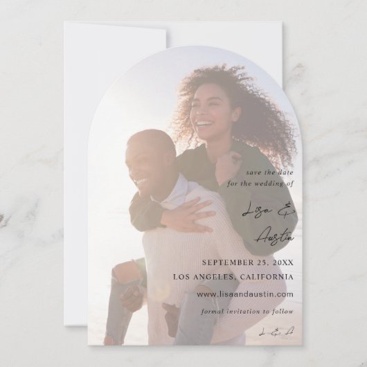 MOD Kalligrafie Een Duo Foto Opslaan De Datumboog Kaart (Voorkant)