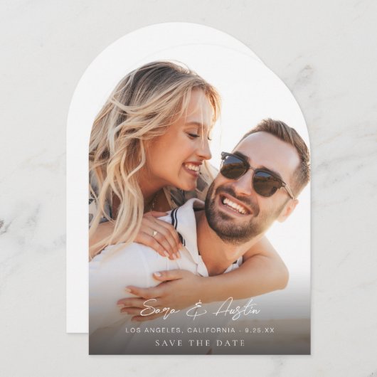 MOD Kalligrafie Foto Verticaal Sla de datumboog op Kaart (Voorkant / Achterkant)