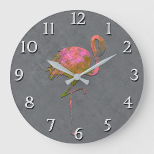 Mod Kleurrijk Zomer Flamingo Chic Modern Grijs Grote Klok