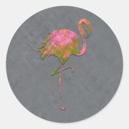 Mod Kleurrijk Zomer Flamingo Chic Modern Grijs Ronde Sticker