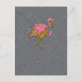 Mod Kleurrijke Zomer Flamingo Chic Modern Grijs Briefkaart