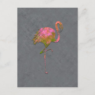 Mod Kleurrijke Zomer Flamingo Chic Modern Grijs Briefkaart
