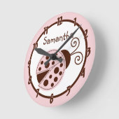 Mod Lady Bug Pink Brown Insect Personeelsgebonden Ronde Klok (Hoek)