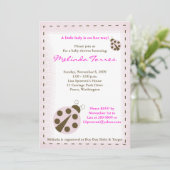 Mod Ladybug 5x7 Roze Baby shower Uitnodiging (Staand voorkant)