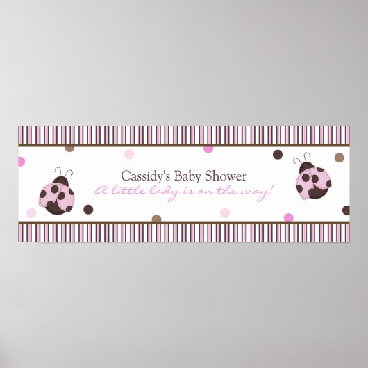 Mod Ladybug Baby shower Banner Poster (Voorkant)