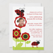 Mod Ladybug Bugs Photo Birthday Invitation Kaart (Voorkant)
