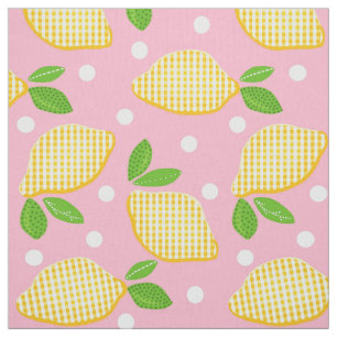 Mod Lemon Gingham Polka-Stippen Stof