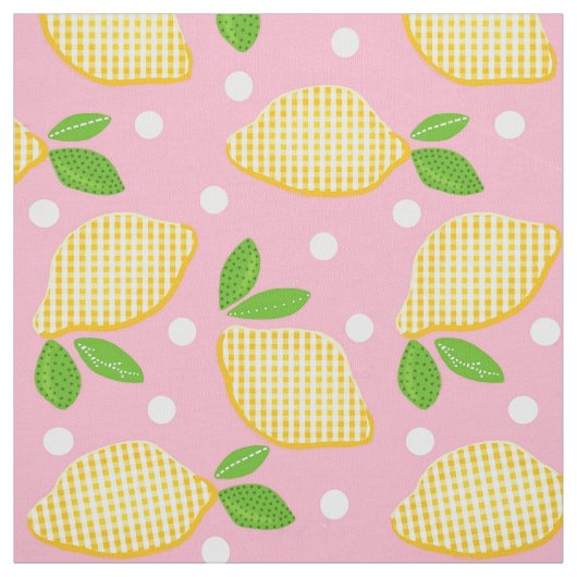 Mod Lemon Gingham Polka-Stippen Stof (Swatch)
