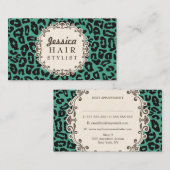 Mod Leopard Print Hair Stylist Appointkaarten Afsprakenkaartje (Voorkant / Achterkant)