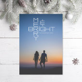 Mod Lettering Merry and Bright Holiday Photo Card Bedankkaart