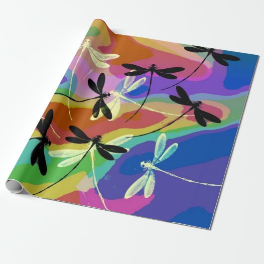 Mod libellen cadeaupapier (Uitgerold)