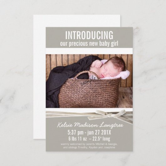 Mod Linen Baby Girl - Aankondiging geboorte (Voorkant / Achterkant)