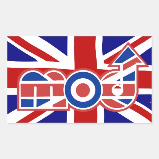Mod Logo Union Jack Achtergrond Rechthoek stickers (Voorkant)