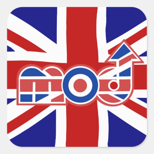 Mod Logo Union Jack achtergrond vierkante stickers (Voorkant)