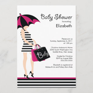 Mod mama Baby Girl Shower Trendy Black & Hot Pink Kaart