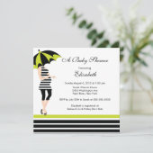 Mod mama Baby Girl Shower Trendy Black & Limoen Kaart (Staand voorkant)