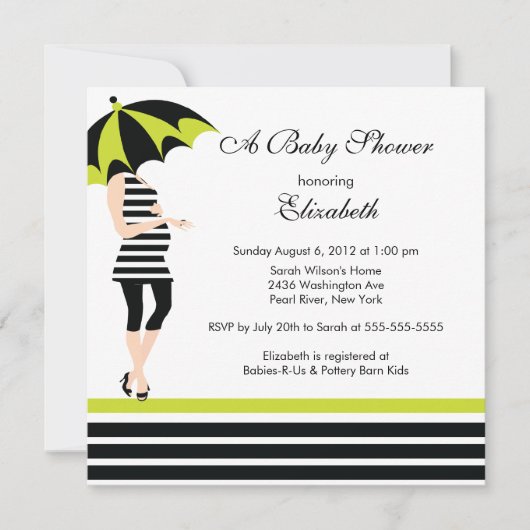 Mod mama Baby Girl Shower Trendy Black & Limoen Kaart (Voorkant)