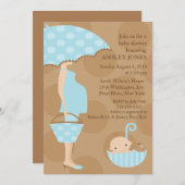 Mod Mama Umbrella Boy Baby shower Kaart (Voorkant / Achterkant)