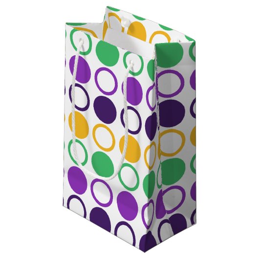 Mod Mardi Gras Stippen Klein Cadeauzakje (Voorkant Gekanteld)