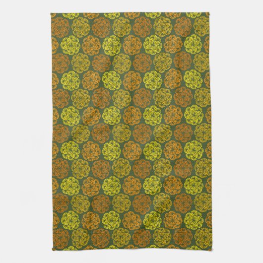 Mod Marigolds Floral Pattern Kitchen Towel Theedoek (Verticaal)