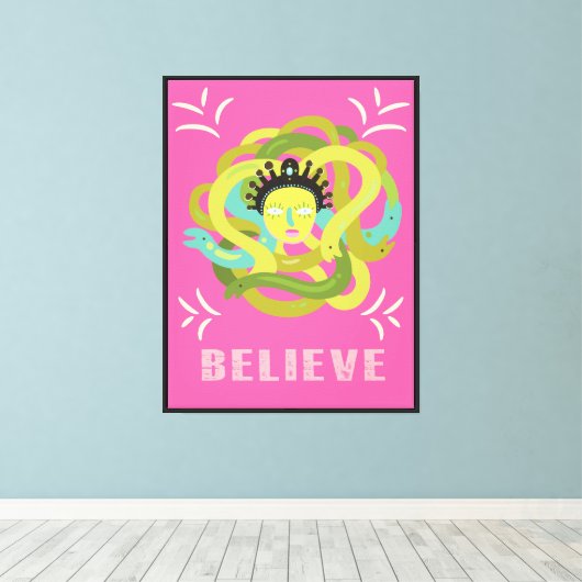 Mod Medusa retro pop kunst Canvas Afdruk (Insitu (Houten vloer))