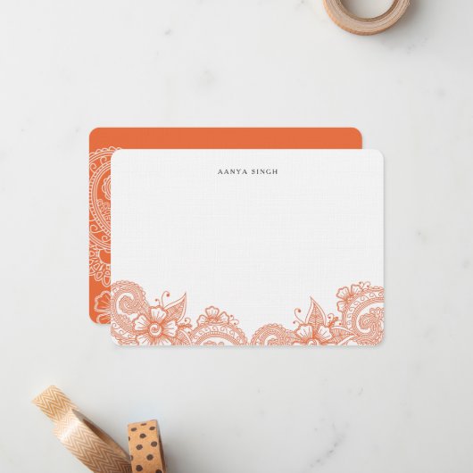 Mod Mehandi - Aangepaste schrijfbenodigdheden Notitiekaartje (Voorkant / Achterkant in situ)