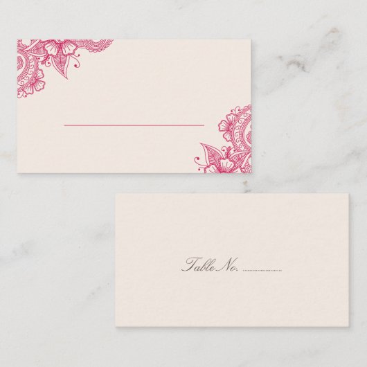 Mod Mehandi Bruiloft Escort Kaarten Plaatskaartje (Voorkant / Achterkant)