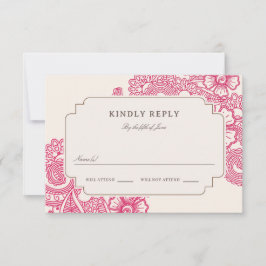Mod Mehandi Bruiloft RSVP Kaartje