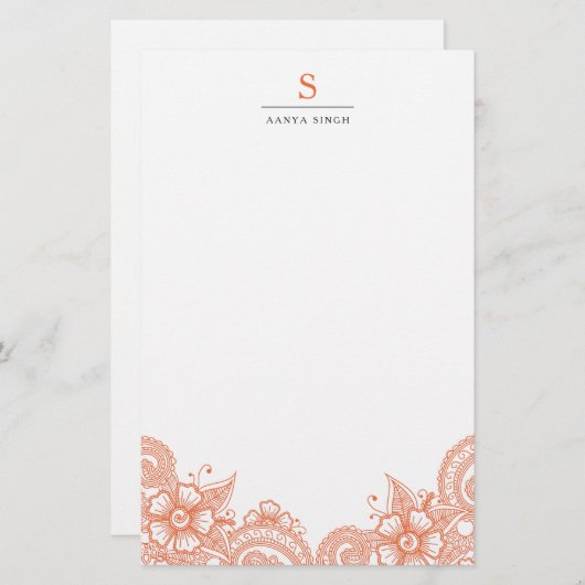 Mod Mehandi Gepersonaliseerde briefpapier (Voorkant / Achterkant)