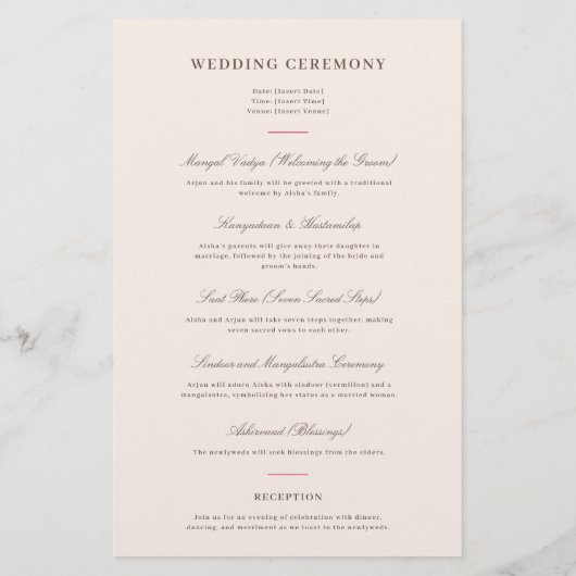 Mod Mehandi Traditioneel Indiaas Huwelijksprogramm (Achterkant)