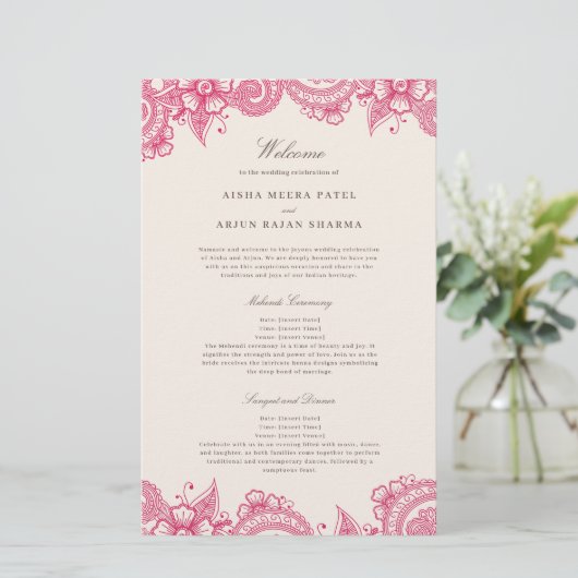 Mod Mehandi Traditioneel Indiaas Huwelijksprogramm (Staand voorkant)