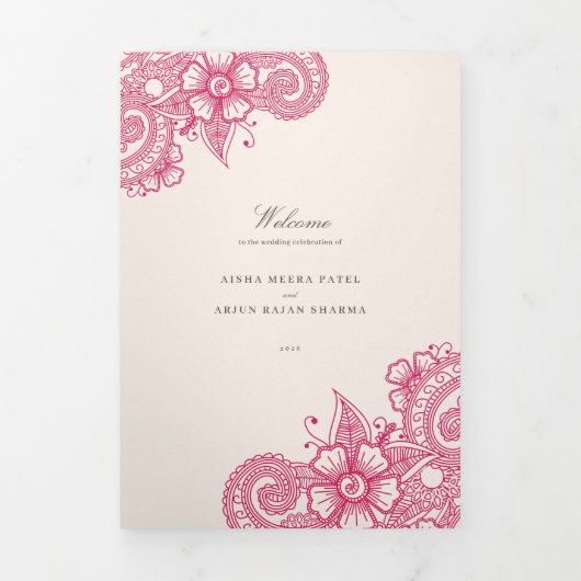 Mod Mehandi Traditioneel Indiase huwelijksprogramm Drieluik Programma (Cover)