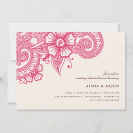 Mod Mehandi Wedding Rehearsal Dinner Invite Kaart
