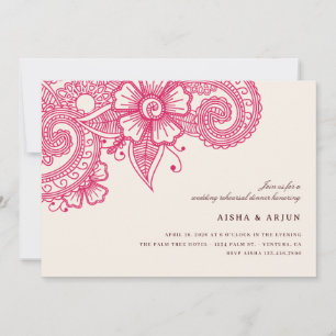 Mod Mehandi Wedding Rehearsal Dinner Invite Kaart
