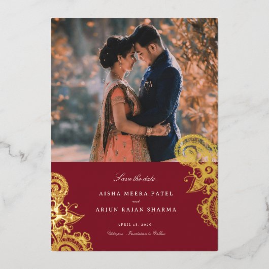 Mod Mehandi Wedding Save the Date Folie Uitnodiging (Voorkant)