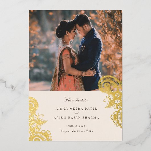 Mod Mehandi Wedding Save the Date Folie Uitnodiging (Voorkant)