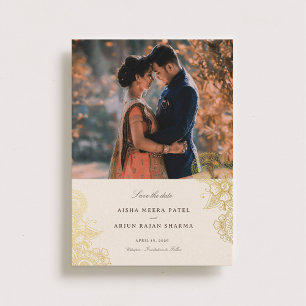 Mod Mehandi Wedding Save the Date Folie Uitnodiging