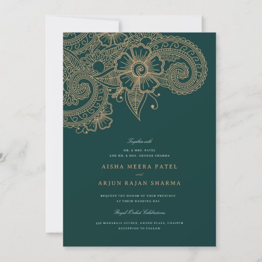 Mod Mehandi Wedding Uitnodiging (Voorkant)
