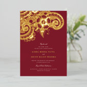 Mod Mehandi Wedding Uitnodiging (Staand Voorkant)