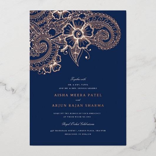 Mod Mehandi Wedding Uitnodiging (Voorkant)