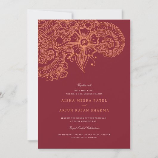 Mod Mehandi Wedding Uitnodiging (Voorkant)
